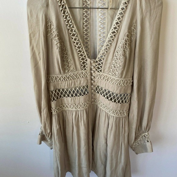 Free People Dress Women's 2 Think I Love You Crochet Macrame Sand Boho - Picture 5 of 11